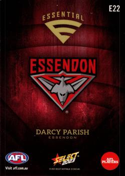 2023 Select AFL Footy Stars - Essentials #E22 Darcy Parish Back